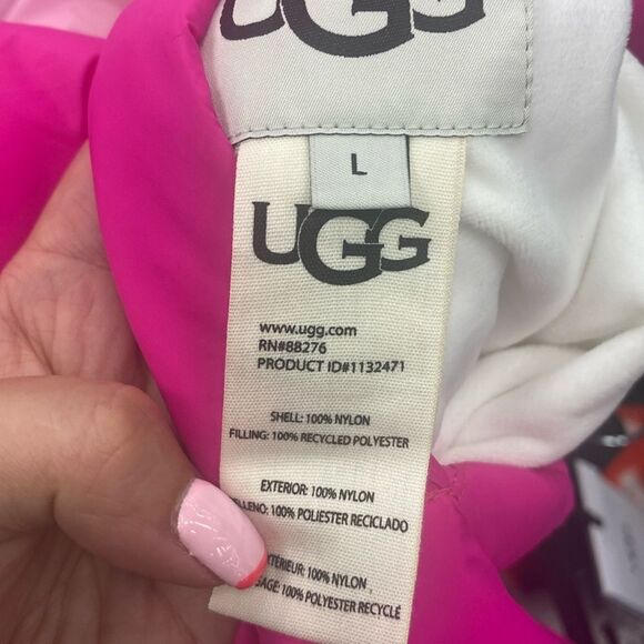 NWT-UGG-Light pink/hot pink-reversible Sydnee puffer vest- oversized-Size large - Picture 13 of 15